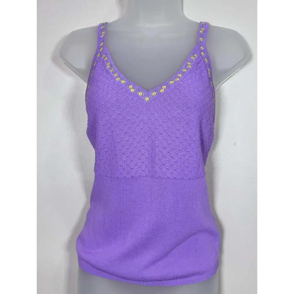 Free People Intimately Womens Top Tank Little Flirt Cami Purple Knit m